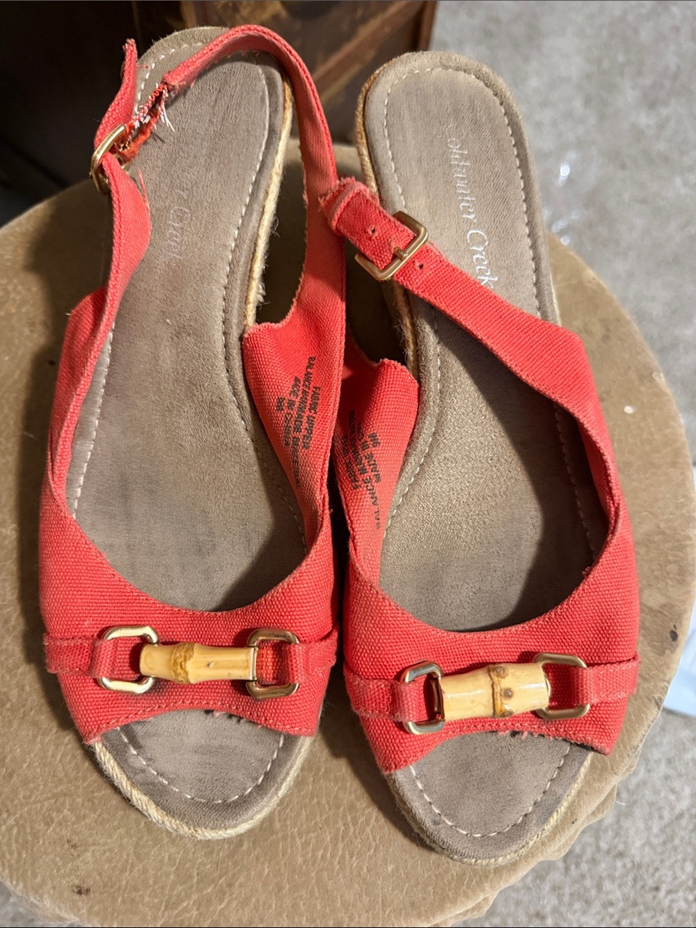 Coldwater Creek Coral Slingback Sandals with Bamboo Accent